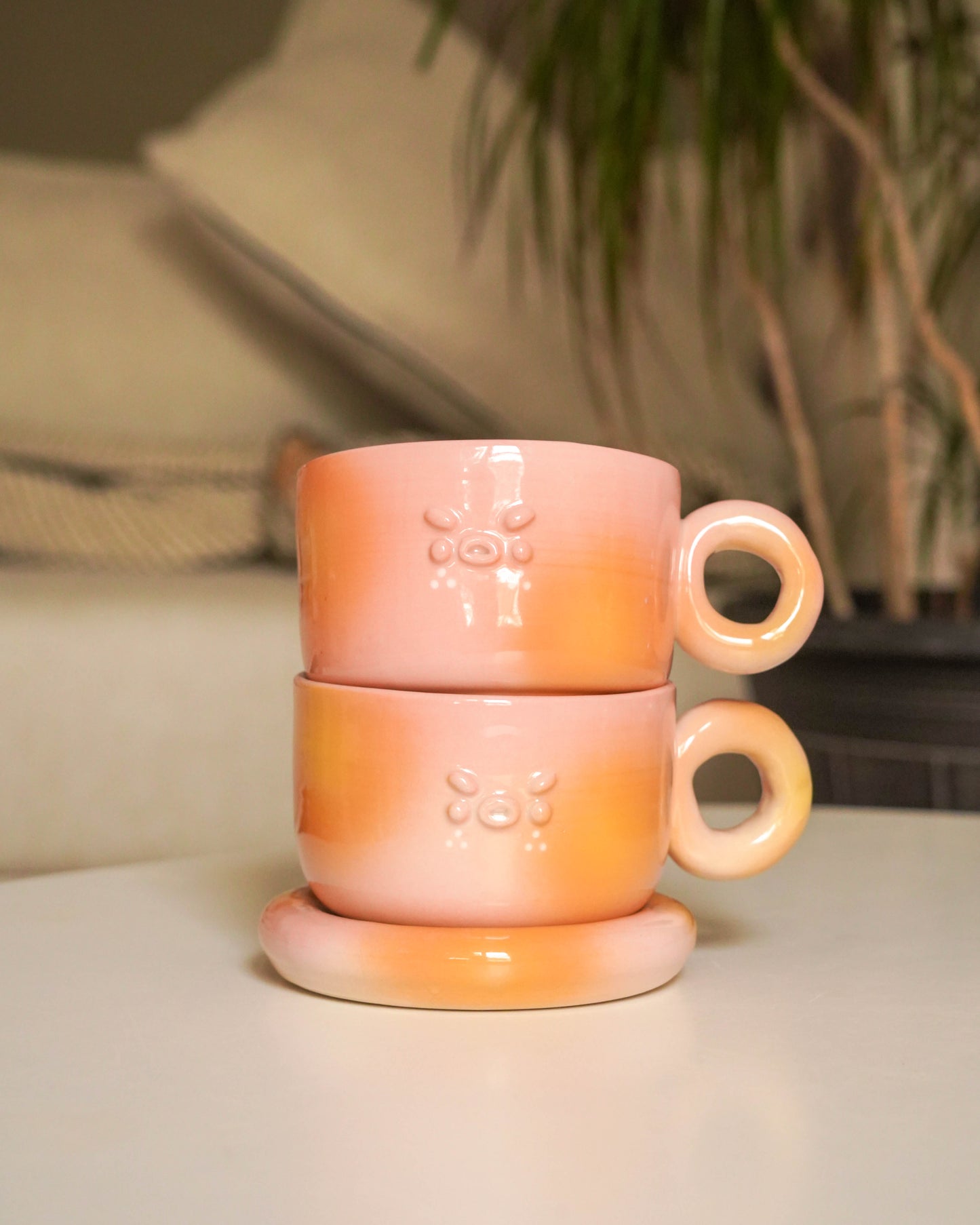 Pink Aura Cappuccino Set