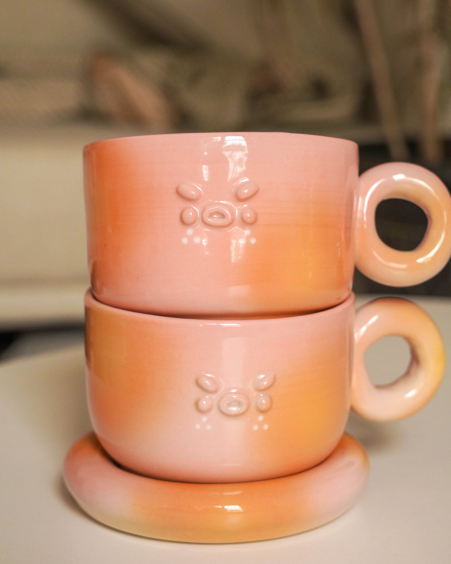 Pink Aura Cappuccino Set