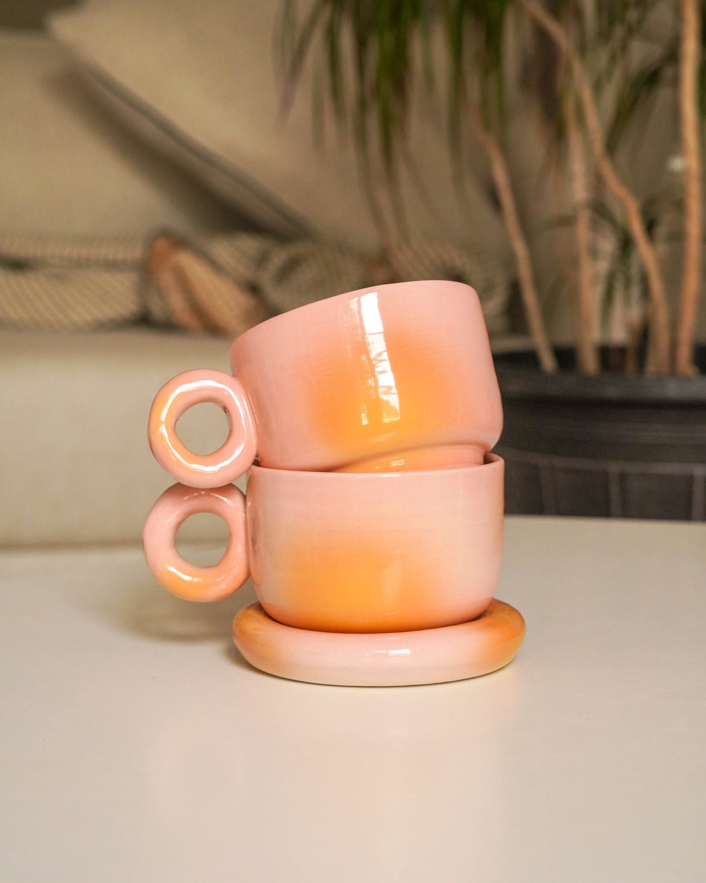 Pink Aura Cappuccino Set